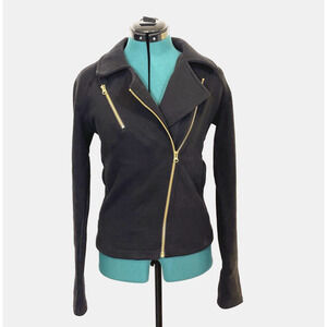 Lululemon Lab Shadow Jacket XS Cotton Fleece Moto Black Gold Zippers RARE W4G50S